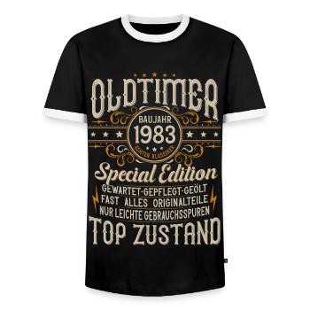 Oldtimer Baujahr Jahrgang 1983 Geburtstag Geschenk - Männer Kontrast-T-Shirt - Schwarz/Weiß - Vorne - AI Model Female 172 light (172cm) & AI Model Male 178 light (178cm)