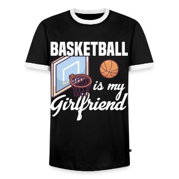 Basketball Is My Girlfriend Design Basketball player - Men's Ringer Shirt - black/white - Front - AI Model Female 172 light (172cm) & AI Model Male 178 light (178cm)