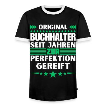 Accountant matured to perfection - Men's Ringer Shirt - black/white - Front - AI Model Female 172 light (172cm) & AI Model Male 178 light (178cm)
