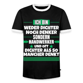 Weder Dichter noch Denker, sondern Handwerker - Männer Kontrast-T-Shirt - Schwarz/Weiß - Vorne - AI Model Female 172 light (172cm) & AI Model Male 178 light (178cm)