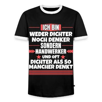 Weder Dichter noch Denker, sondern Handwerker - Männer Kontrast-T-Shirt - Schwarz/Weiß - Vorne - AI Model Female 172 light (172cm) & AI Model Male 178 light (178cm)