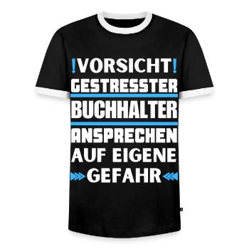 Don't talk to a stressed accountant! - Men's Ringer Shirt - black/white - Front - AI Model Female 172 light (172cm) & AI Model Male 178 light (178cm)