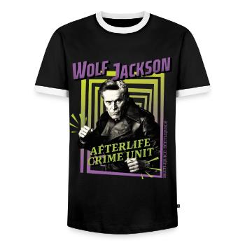 Beetlejuice 2 Wolf Jackson Afterlife Crime Unit - Männer Kontrast-T-Shirt - Schwarz/Weiß - Vorne - AI Model Female 172 light (172cm) & AI Model Male 178 light (178cm)