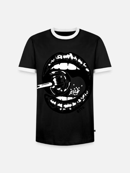 LIPS - lollypop - Männer Kontrast-T-Shirt - Schwarz/Weiß