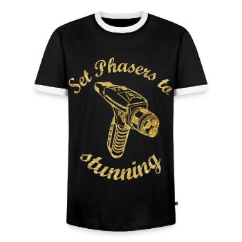 Star Trek Discovery Set Phasers To Stunning - Männer Kontrast-T-Shirt - Schwarz/Weiß - Vorne - AI Model Female 172 light (172cm) & AI Model Male 178 light (178cm)