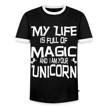 Magic Unicorn - Men's Ringer Shirt - black/white - Front - AI Model Female 172 light (172cm) & AI Model Male 178 light (178cm)