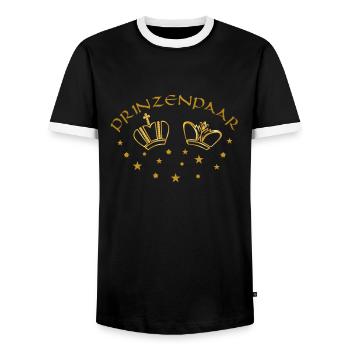 Prinzenpaar in Gold | Karneval | Kostüm | Fasching - Männer Kontrast-T-Shirt - Schwarz/Weiß - Vorne - AI Model Female 172 light (172cm) & AI Model Male 178 light (178cm)