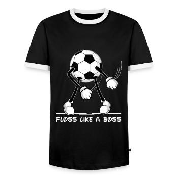 Zahnseiden Tanz Fußball Floss like a Boss - Männer Kontrast-T-Shirt - Schwarz/Weiß - Vorne - AI Model Female 172 light (172cm) & AI Model Male 178 light (178cm)