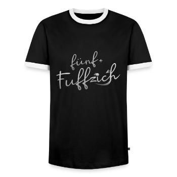 55th birthday | Born in 1965 | Fuffzich | Fifty - Men's Ringer Shirt - black/white - Front - AI Model Female 172 light (172cm) & AI Model Male 178 light (178cm)