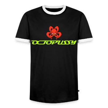 octopussy - Men's Ringer Shirt - black/white - Front - AI Model Female 172 light (172cm) & AI Model Male 178 light (178cm)