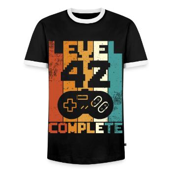 42 years retro 42 birthday funny - Men's Ringer Shirt - black/white - Front - AI Model Female 172 light (172cm) & AI Model Male 178 light (178cm)
