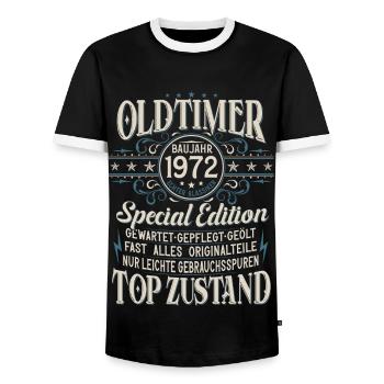 Oldtimer Baujahr Jahrgang 1972 Geburtstag Geschenk - Männer Kontrast-T-Shirt - Schwarz/Weiß - Vorne - AI Model Female 172 light (172cm) & AI Model Male 178 light (178cm)