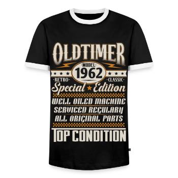 Oldtimer Vintage 1962 Vintage Rétro Anniversaire - T-shirt contrasté Homme - noir/blanc - Devant - AI Model Female 172 light (172cm) & AI Model Male 178 light (178cm)