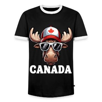 Kanada Elch Ahornblatt Sonnenbrille Kappe Lustig - Männer Kontrast-T-Shirt - Schwarz/Weiß - Vorne - AI Model Female 172 light (172cm) & AI Model Male 178 light (178cm)