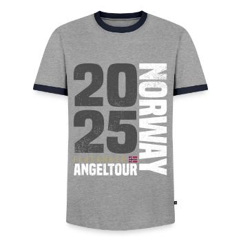 Flatanger Norwegen Angeltour 2025 - Männer Kontrast-T-Shirt - Grau/Navy  - Vorne - AI Model Female 172 light (172cm) & AI Model Male 178 light (178cm)