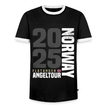 Flatanger Norwegen Angeltour 2025 - Männer Kontrast-T-Shirt - Schwarz/Weiß - Vorne - AI Model Female 172 light (172cm) & AI Model Male 178 light (178cm)