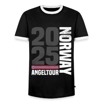 Norwegen Angeltour 2025 - Männer Kontrast-T-Shirt - Schwarz/Weiß - Vorne - AI Model Female 172 light (172cm) & AI Model Male 178 light (178cm)