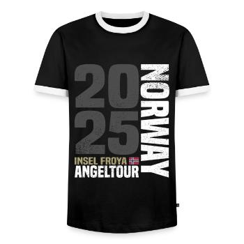 Froya Norwegen Angeltour 2025 - Männer Kontrast-T-Shirt - Schwarz/Weiß - Vorne - AI Model Female 172 light (172cm) & AI Model Male 178 light (178cm)