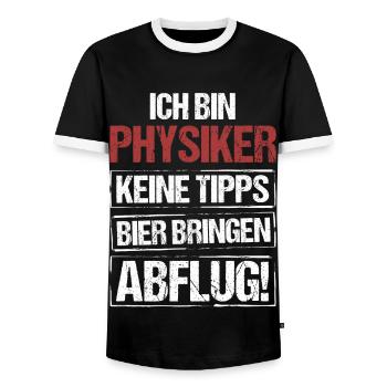 I'm a physicist - bring beer and take off - Men's Ringer Shirt - black/white - Front - AI Model Female 172 light (172cm) & AI Model Male 178 light (178cm)