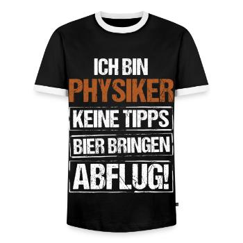 I'm a physicist - bring beer and take off - Men's Ringer Shirt - black/white - Front - AI Model Female 172 light (172cm) & AI Model Male 178 light (178cm)