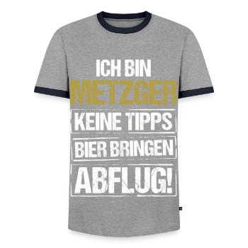 Je suis boucher - apporte de la bière et pars - T-shirt contrasté Homme - gris/marine  - Devant - AI Model Female 172 light (172cm) & AI Model Male 178 light (178cm)