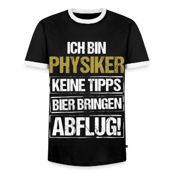 I'm a physicist - bring beer and take off - Men's Ringer Shirt - black/white - Front - AI Model Female 172 light (172cm) & AI Model Male 178 light (178cm)