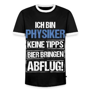 I'm a physicist - bring beer and take off - Men's Ringer Shirt - black/white - Front - AI Model Female 172 light (172cm) & AI Model Male 178 light (178cm)