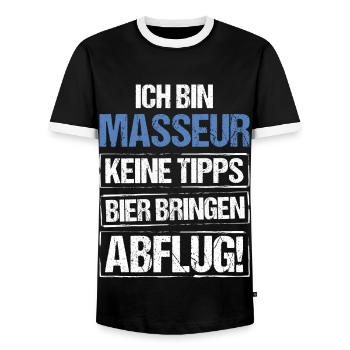 Je suis masseur - apportez de la bière et partez - T-shirt contrasté Homme - noir/blanc - Devant - AI Model Female 172 light (172cm) & AI Model Male 178 light (178cm)