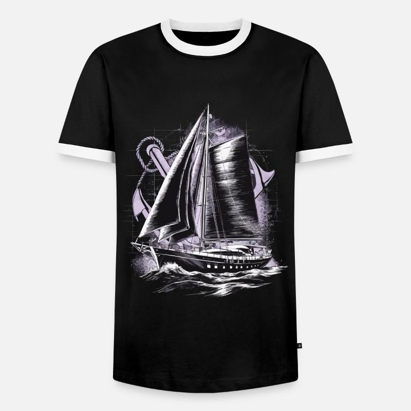 Segelboot mit Anker Geschenk - Männer Kontrast-T-Shirt - Schwarz/Weiß