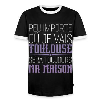 toulouse chez moi cadeau homme femme Toulouse - T-shirt contrasté Homme - noir/blanc - Devant - AI Model Female 172 light (172cm) & AI Model Male 178 light (178cm)
