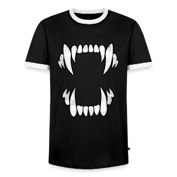 Unheimliche Wolfszähne - Männer Kontrast-T-Shirt - Schwarz/Weiß - Vorne - AI Model Female 172 light (172cm) & AI Model Male 178 light (178cm)