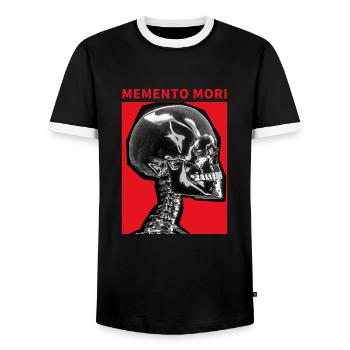 Skull Memento Mori - Men's Ringer Shirt - black/white - Front - AI Model Female 172 light (172cm) & AI Model Male 178 light (178cm)
