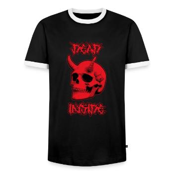 Devil Skull Dead Inside - Men's Ringer Shirt - black/white - Front - AI Model Female 172 light (172cm) & AI Model Male 178 light (178cm)