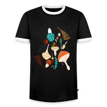 Pilze im Herbst individuelles Geschenk - Männer Kontrast-T-Shirt - Schwarz/Weiß - Vorne - AI Model Female 172 light (172cm) & AI Model Male 178 light (178cm)