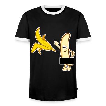 Ein freches TStück für ein freches Sie "zensierte - Männer Kontrast-T-Shirt - Schwarz/Weiß - Vorne - AI Model Female 172 light (172cm) & AI Model Male 178 light (178cm)