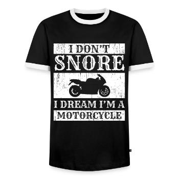 "Je ne ronfle pas je rêve je suis une moto" - T-shirt contrasté Homme - noir/blanc - Devant - AI Model Female 172 light (172cm) & AI Model Male 178 light (178cm)