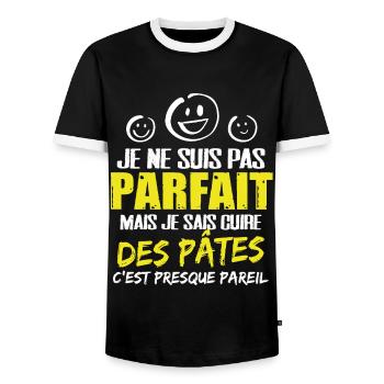 Cuire des pâtes cadeau drôle humour étudiant coloc - T-shirt contrasté Homme - noir/blanc - Devant - AI Model Female 172 light (172cm) & AI Model Male 178 light (178cm)
