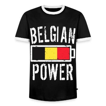 Belgique Belgian Power Graphic - T-shirt contrasté Homme - noir/blanc - Devant - AI Model Female 172 light (172cm) & AI Model Male 178 light (178cm)