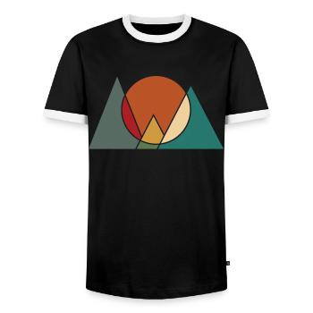 Unique Polygraph Mountains Design A Nice - Men's Ringer Shirt - black/white - Front - AI Model Female 172 light (172cm) & AI Model Male 178 light (178cm)