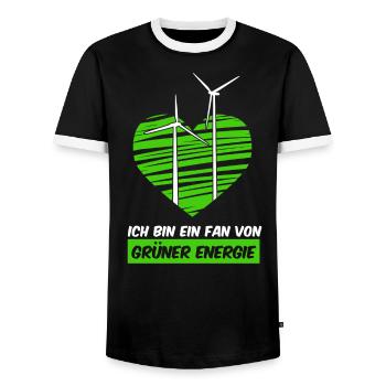 Windpark Windrad Herz Windenergie - Männer Kontrast-T-Shirt - Schwarz/Weiß - Vorne - AI Model Female 172 light (172cm) & AI Model Male 178 light (178cm)