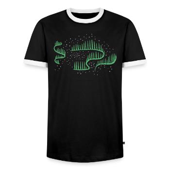 Northern Lights Northern Lights Southern Lights - Men's Ringer Shirt - black/white - Front - AI Model Female 172 light (172cm) & AI Model Male 178 light (178cm)