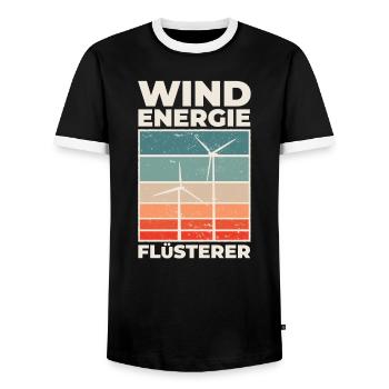 Windrad Windpark Windkraft Flüsterer - Männer Kontrast-T-Shirt - Schwarz/Weiß - Vorne - AI Model Female 172 light (172cm) & AI Model Male 178 light (178cm)