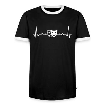 Herzschlag Theater Schauspiel - Men's Ringer Shirt - black/white - Front - AI Model Female 172 light (172cm) & AI Model Male 178 light (178cm)