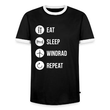 Windpark Windrad Windkraft - Eat sleep repeat - Männer Kontrast-T-Shirt - Schwarz/Weiß - Vorne - AI Model Female 172 light (172cm) & AI Model Male 178 light (178cm)