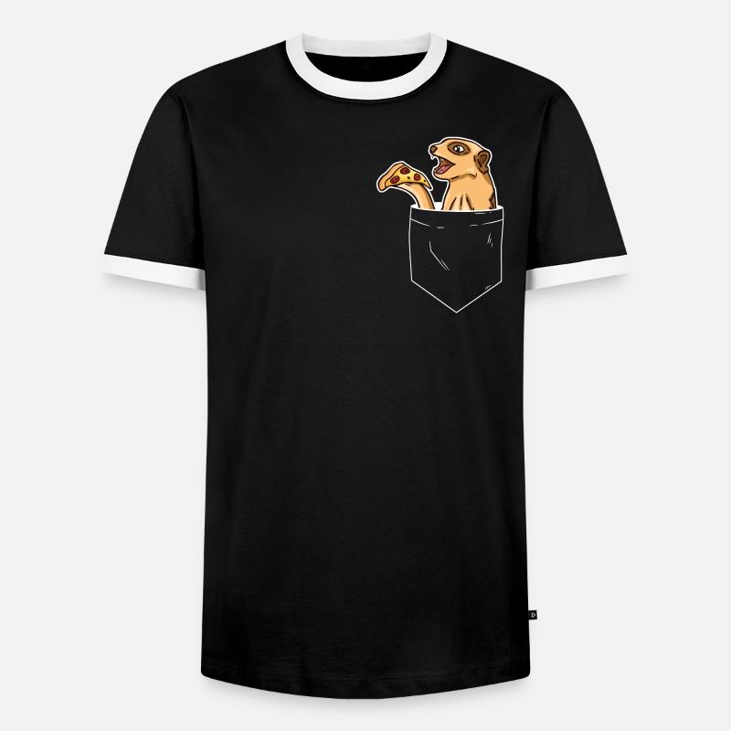 Erdmännchen Surikate Mangusten Brusttasche - Männer Kontrast-T-Shirt - Schwarz/Weiß
