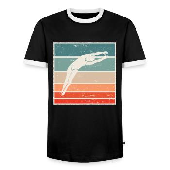Turmspringen Wasserspringen Sprungturm Grafik - Männer Kontrast-T-Shirt - Schwarz/Weiß - Vorne - AI Model Female 172 light (172cm) & AI Model Male 178 light (178cm)