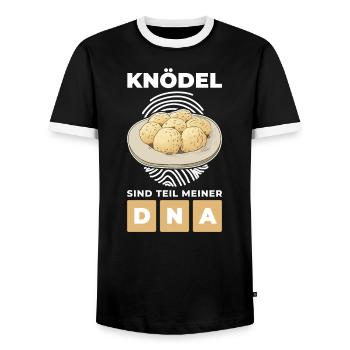 Knödel Klöße Semmelknödel Deutschland - Meine DNA - Männer Kontrast-T-Shirt - Schwarz/Weiß - Vorne - AI Model Female 172 light (172cm) & AI Model Male 178 light (178cm)