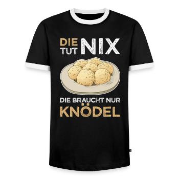 Knödel Klöße Semmelknödel Deutschland - Tut nix - Männer Kontrast-T-Shirt - Schwarz/Weiß - Vorne - AI Model Female 172 light (172cm) & AI Model Male 178 light (178cm)