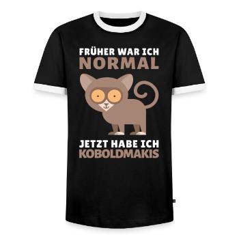Koboldmaki Affe Primat Südostasien - Früher normal - Männer Kontrast-T-Shirt - Schwarz/Weiß - Vorne - AI Model Female 172 light (172cm) & AI Model Male 178 light (178cm)