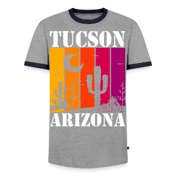 Tucson Arizona - Men's Ringer Shirt - grey/navy  - Front - AI Model Female 172 light (172cm) & AI Model Male 178 light (178cm)